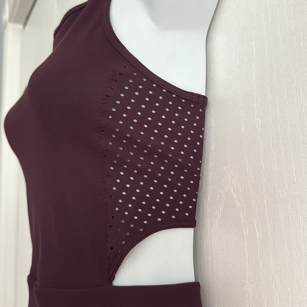 RARE Lululemon Away Dress Black Cherry/Clear Mint Mesh Cut-Out Tennis Athletic 2 - Picture 9 of 15